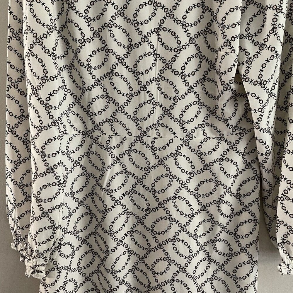 LOFT Black and White Patterned Long Sleeve Dress - Picture 6 of 13